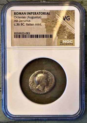 Octavian denarius ngc - octavian,